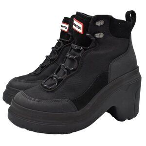 Hunter Womens Size 7 Discoverer Ankle Lace Up Heel Booties Boots Shoes